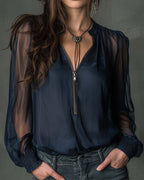 Helen | Half-Zip Blouse Long Sleeve Knit